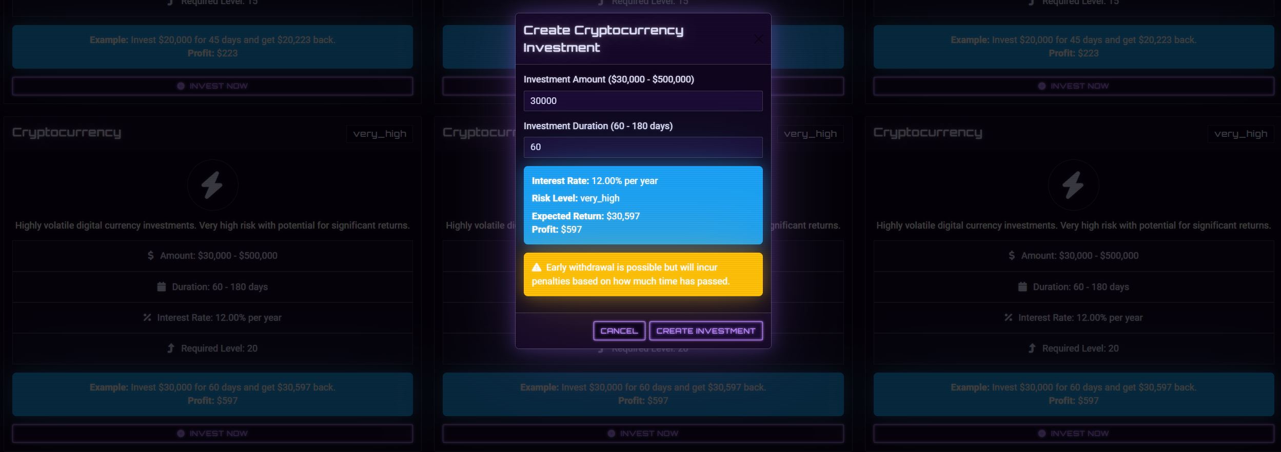 Creating an Investment