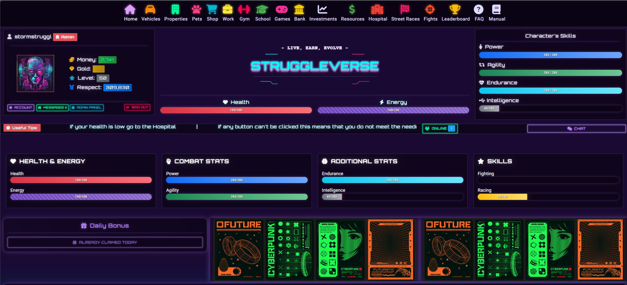 Game Dashboard Overview