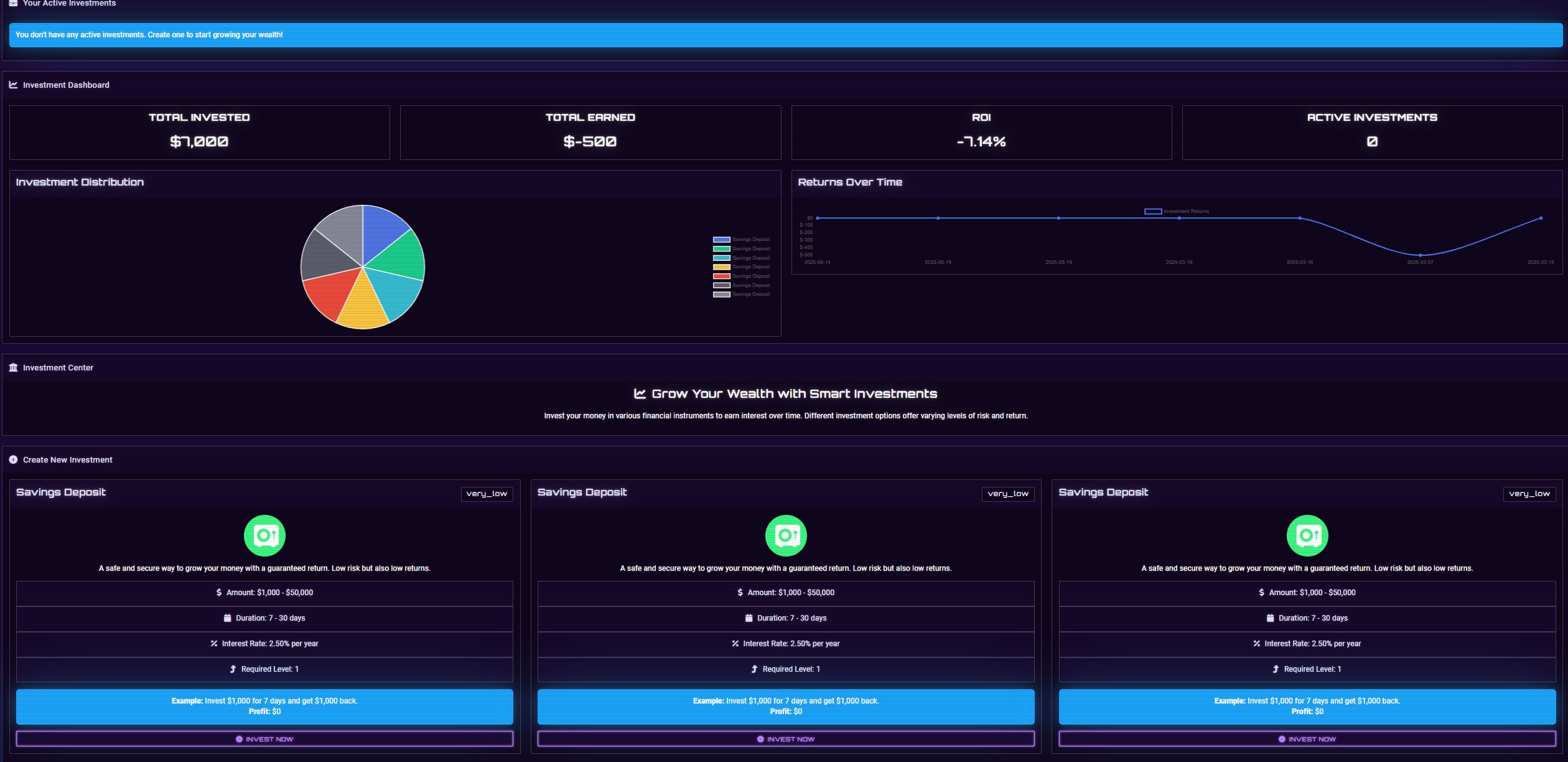 Investments Interface
