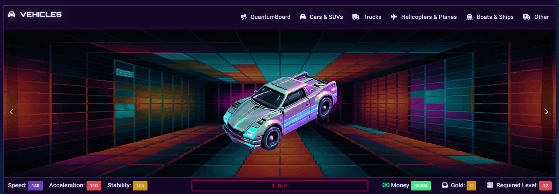 Vehicle Category Tabs